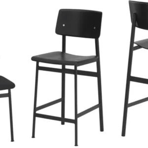 Chaise de bar en chêne et assise noire 65 cm Loft - Muuto - The Cool Republic
