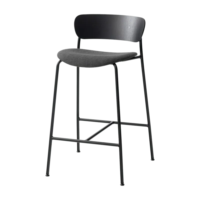 Chaise de bar en chêne noir et tissu gris AV8 Pavilion - &tradition - The Cool Republic