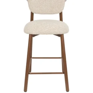 Chaise de bar en tissu beige et métal marron 65cm Léo - The Cool Republic - The Cool Republic