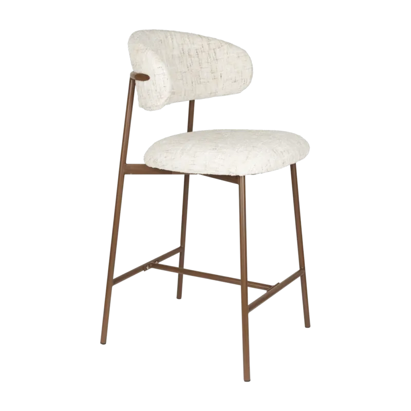 Chaise de bar en tissu blanc 65cm Finn - The Cool Republic - The Cool Republic