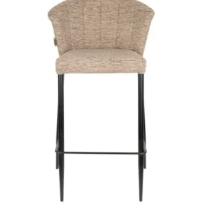 Chaise de bar en tissu marron et métal noir 73cm Georgia - Dutchbone - The Cool Republic