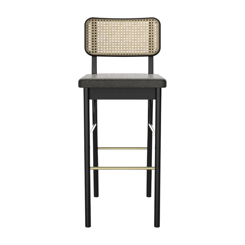 Chaise de bar gris caviar en chêne teinté noir Cannage - RED Edition - The Cool Republic