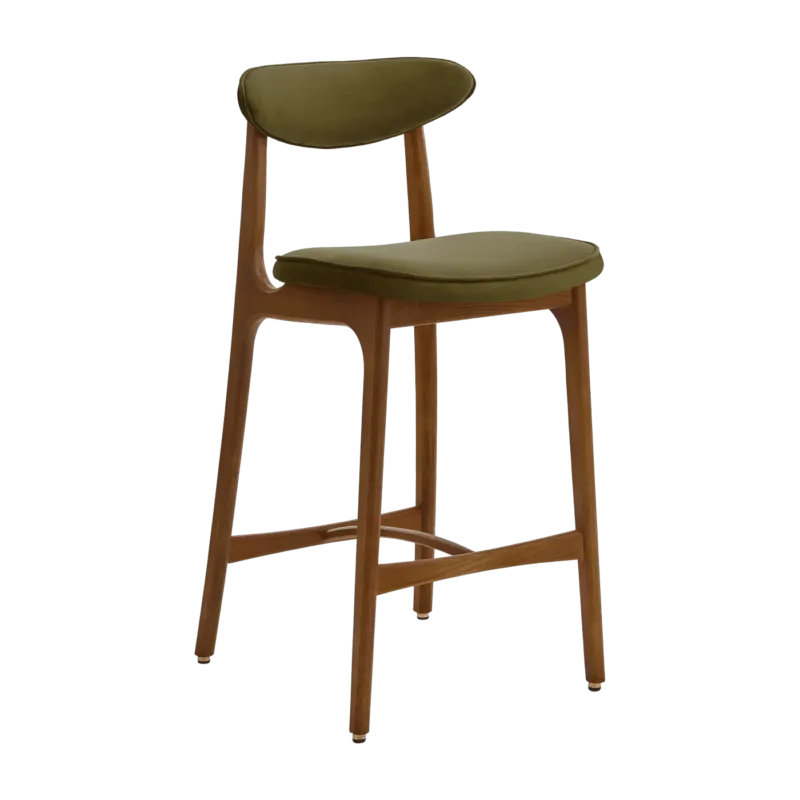 Chaise de bar S en tissu Velvet olive Ash 03 200-190 - 366 Concept - The Cool Republic