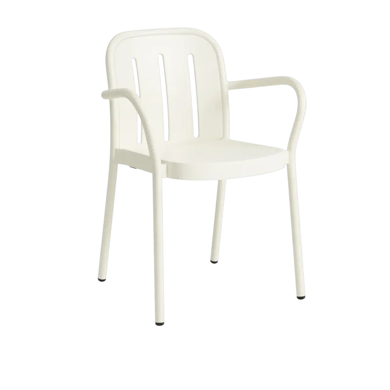 Chaise de jardin avec accoudoirs en métal blanc crème Deville - HAY - The Cool Republic