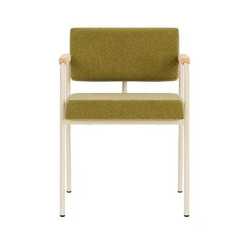 Chaise de salle à manger avec accoudoirs en acier beige et tissu vert pistache Monday - Fest Amsterdam - The Cool Republic