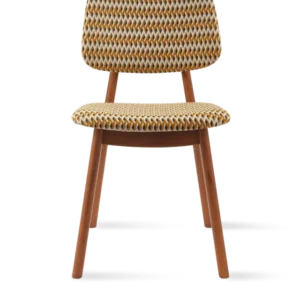 Chaise de salle à manger en tissu à motif jaune et bois de frêne Geo Happy Days - Pols Potten - The Cool Republic