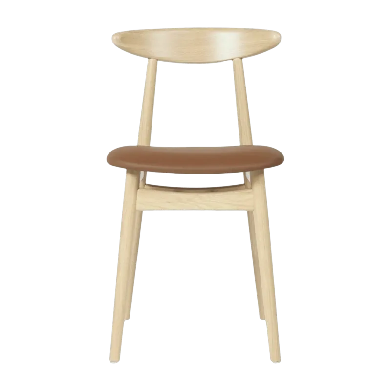 Chaise design en chêne et vinyle camel Teo - Vincent Sheppard - The Cool Republic
