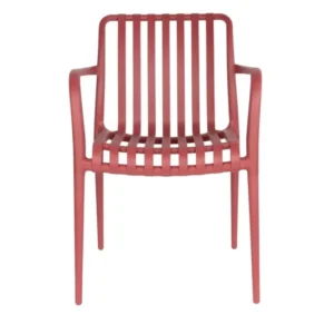 Chaise d'extérieur avec accoudoirs en plastique rouge Cala - The Cool Republic - The Cool Republic