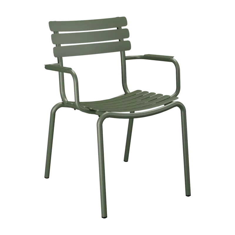 Chaise d'extérieur en aluminium vert olive avec accoudoirs 59x63x82cm Alua - Houe - The Cool Republic