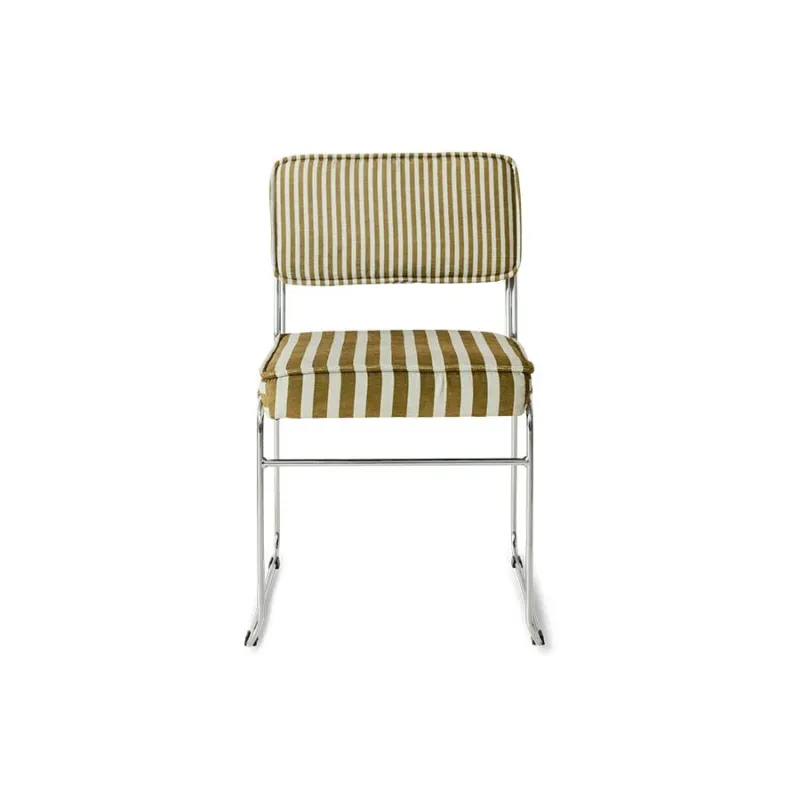 Chaise en acier chromé et tissu rayé jaune 51,5x62,5x83,5cm Endless - HKliving - The Cool Republic