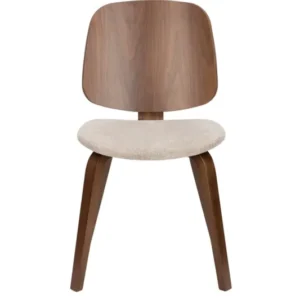 Chaise en bois d’hévéa marron et siège en tissu beige Oakley - The Cool Republic - The Cool Republic