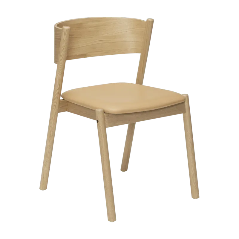 Chaise en chêne naturel et cuir beige Oblique - Hübsch - The Cool Republic