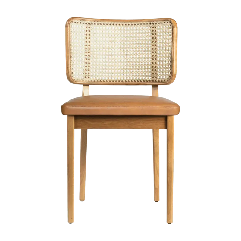 Chaise en chêne naturel et cuir tabac Cannage - RED Edition - The Cool Republic