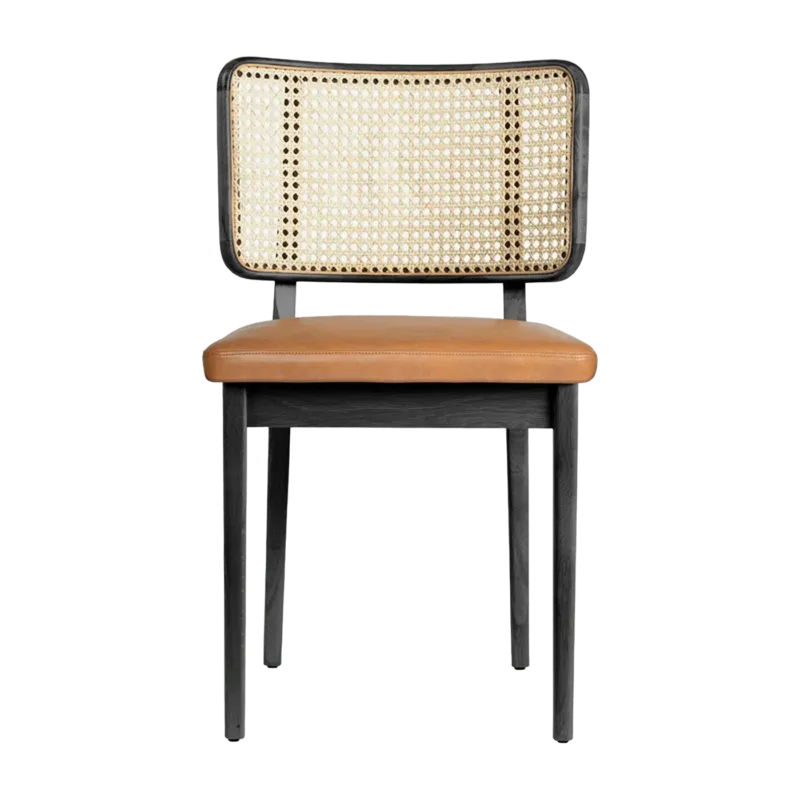 Chaise en chêne noir et cuir tabac Cannage - RED Edition - The Cool Republic