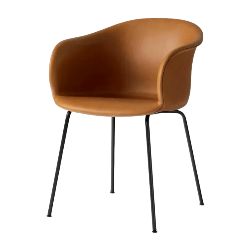 Chaise en cuir marron piétement noir JH29 - &tradition - The Cool Republic