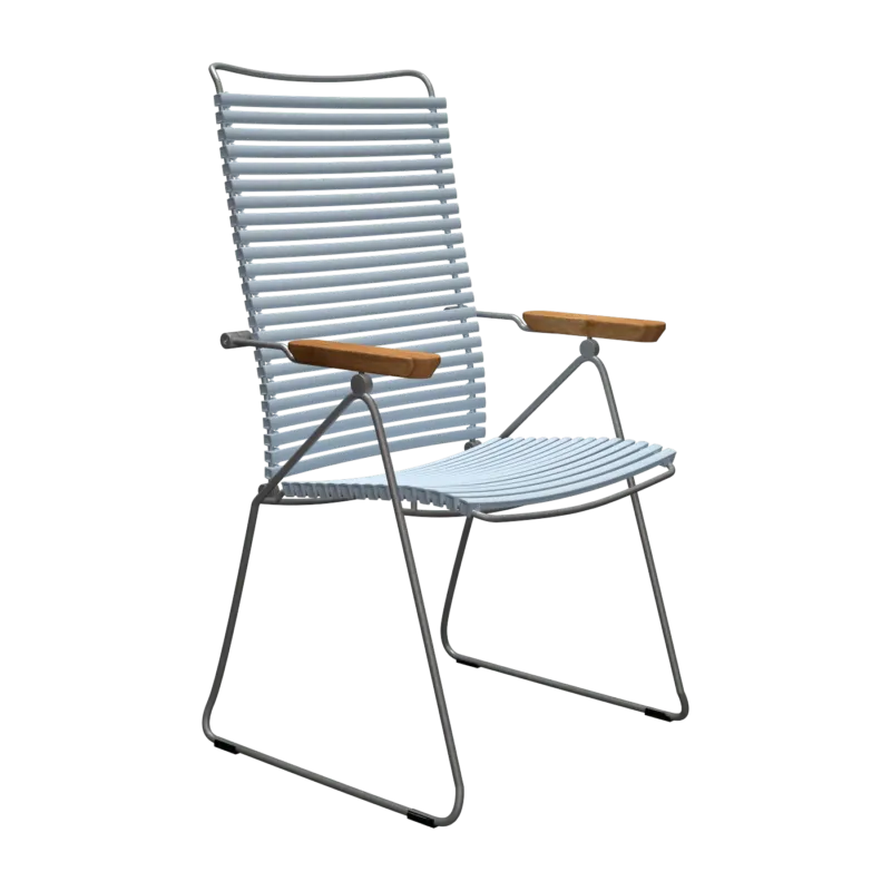 Chaise en métal et plastique bleu givré avec accoudoirs 106,5x58,5cm Click - Houe - The Cool Republic