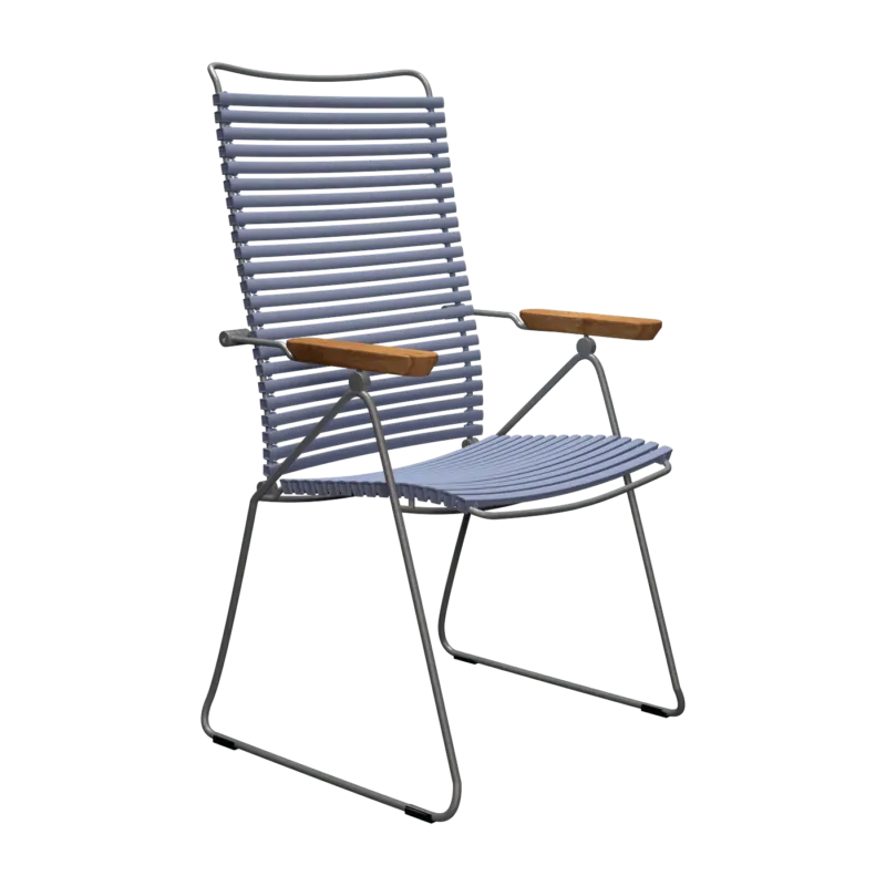 Chaise en métal et plastique bleu pigeon avec accoudoirs 106,5x58,5cm Click - Houe - The Cool Republic