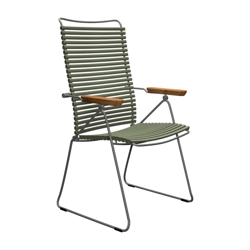Chaise en métal et plastique olive avec accoudoirs 106,5x58,5cm Click - Houe - The Cool Republic
