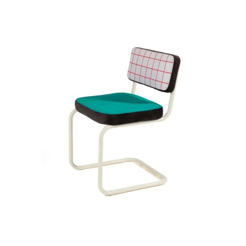 Chaise en métal et tissu coloré Red grid - Seletti - The Cool Republic