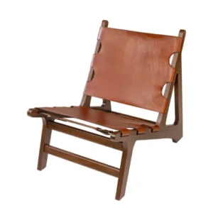 Chaise en teck et cuir naturel 60x82x74cm Nomad - Versmissen - The Cool Republic