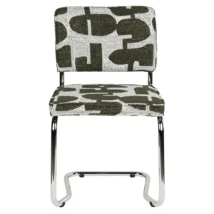 Chaise en tissu aux motifs vert et acier chromé Ridge - Zuiver - The Cool Republic
