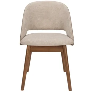 Chaise en tissu beige et bois d'hévéa Velore - Dutchbone - The Cool Republic