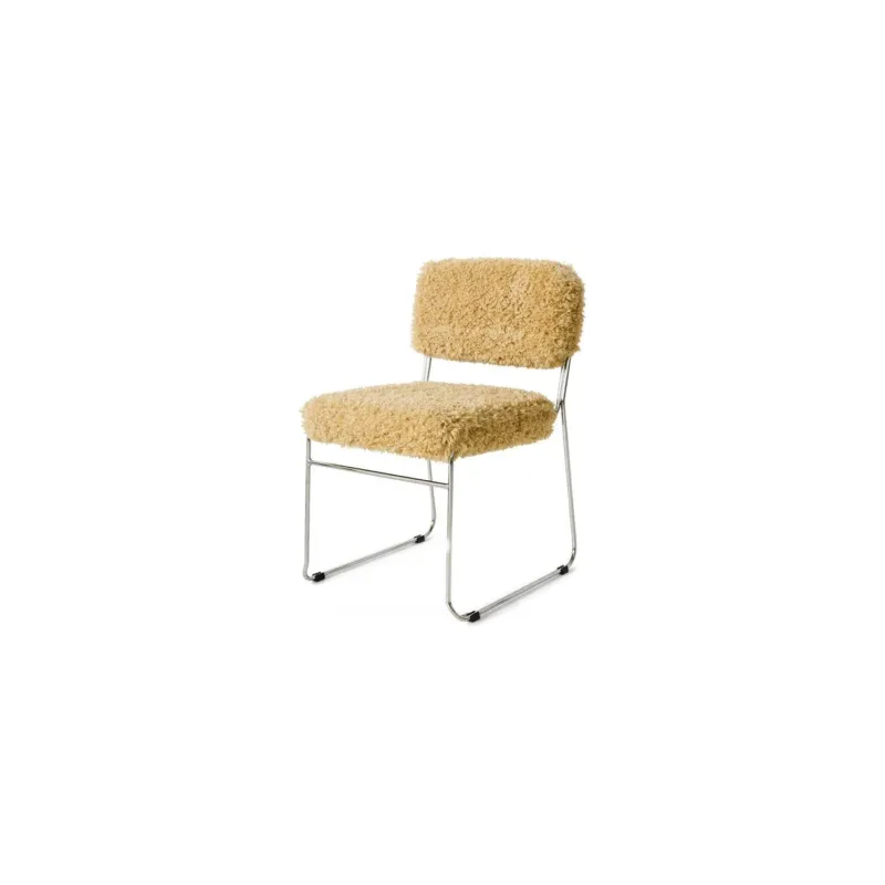 Chaise en tissu duveteux marron et acier chromé Endless - HKLiving - The Cool Republic