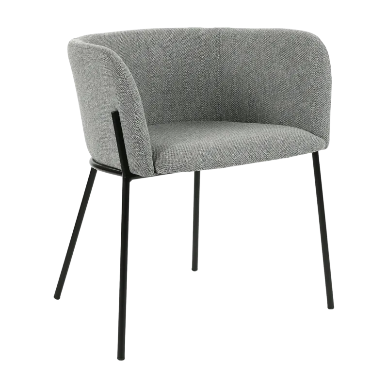 Chaise en tissu gris clair avec pieds noirs Polka - Pomax - The Cool Republic