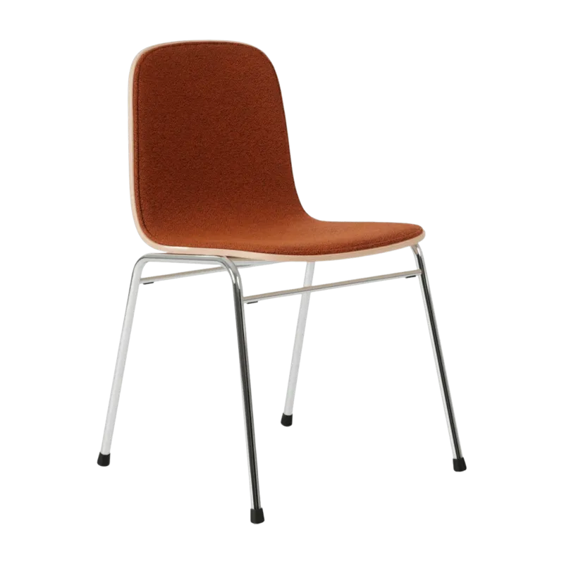 Chaise en tissu rouge et cadre argenté Touchwood - Hem - The Cool Republic