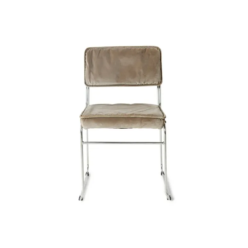 Chaise en velours marron et acier chromé Endless - HKLiving - The Cool Republic