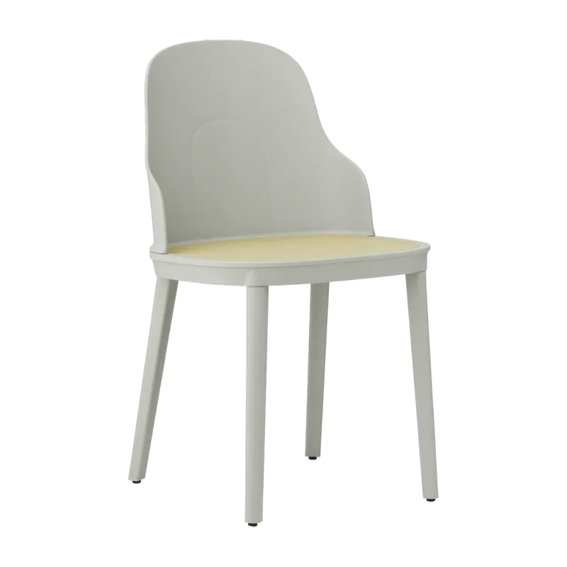 Chaise grise chaud en polypropylène à l'assise cannage moulé Allez Warm Grey - Normann Copenhagen - The Cool Republic