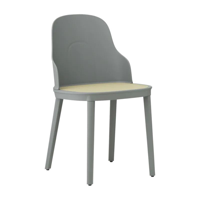 Chaise grise en polypropylène à l'assise cannage moulé Allez Grey - Normann Copenhagen - The Cool Republic