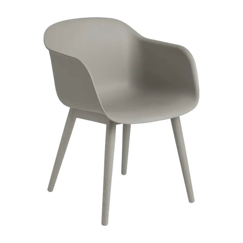 Chaise grise piétement en bois chêne Fiber - Muuto - The Cool Republic