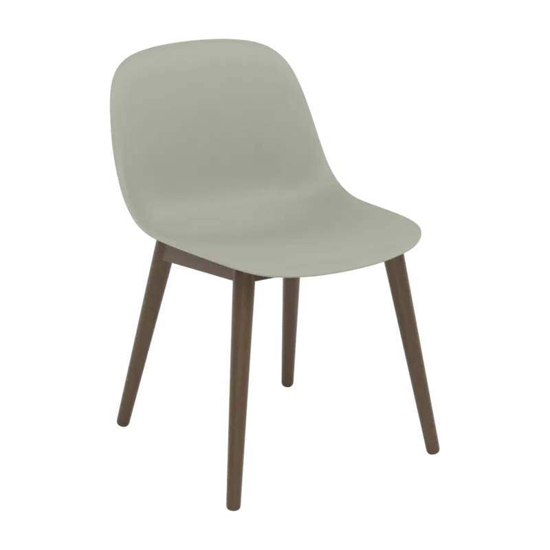 Chaise grise piétement en chêne marron Fiber - Muuto - The Cool Republic