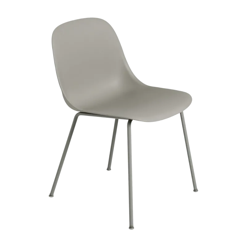 Chaise grise piétement tubes Fiber - Muuto - The Cool Republic