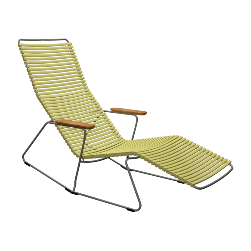 Chaise longue en métal et plastique jaune citron 136,5x66x93cm Click - Houe - The Cool Republic