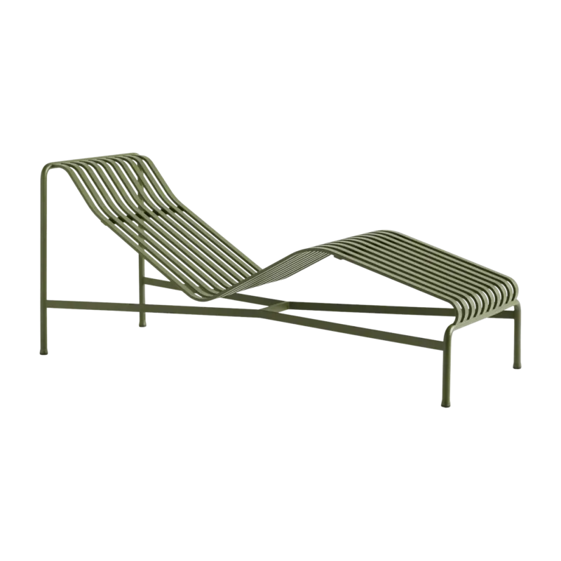 Chaise longue en métal olive Palissade - HAY - The Cool Republic
