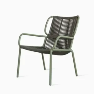 Chaise lounge en aluminium thermolaqué et corde vert 67x83cm Ribbon - Vincent Sheppard - The Cool Republic