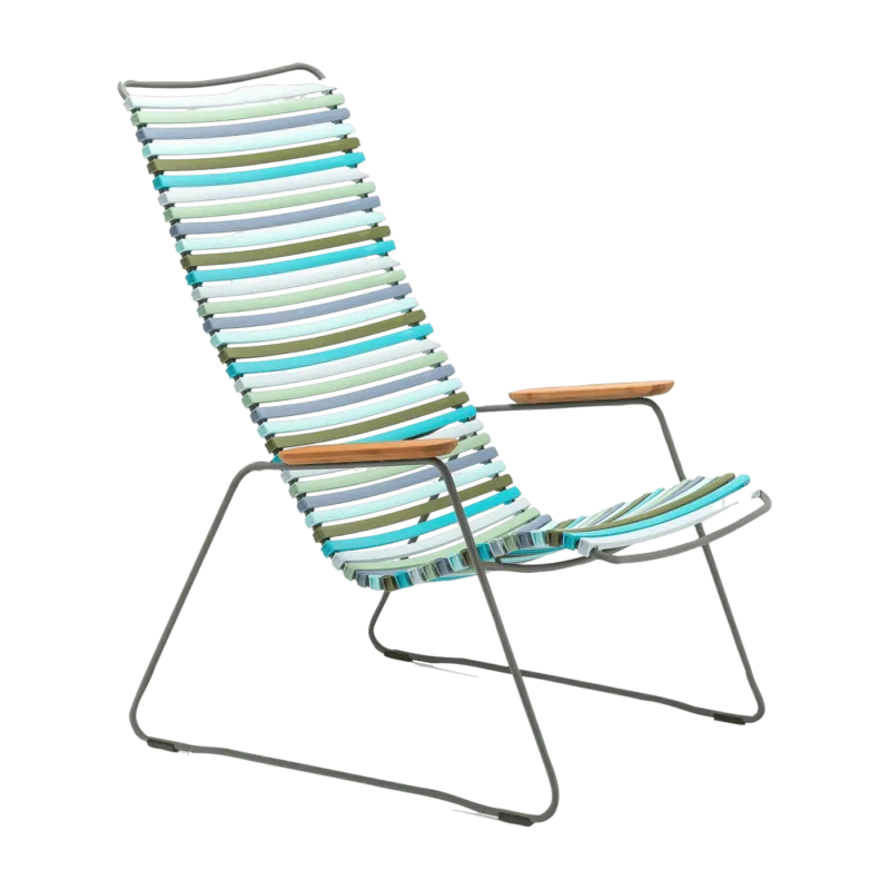 Chaise lounge en métal et plastique bleu et vert multicolore CLICK - Houe - The Cool Republic