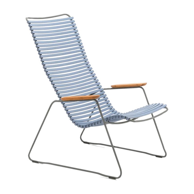 Chaise lounge en métal et plastique bleu pigeon CLICK - Houe - The Cool Republic