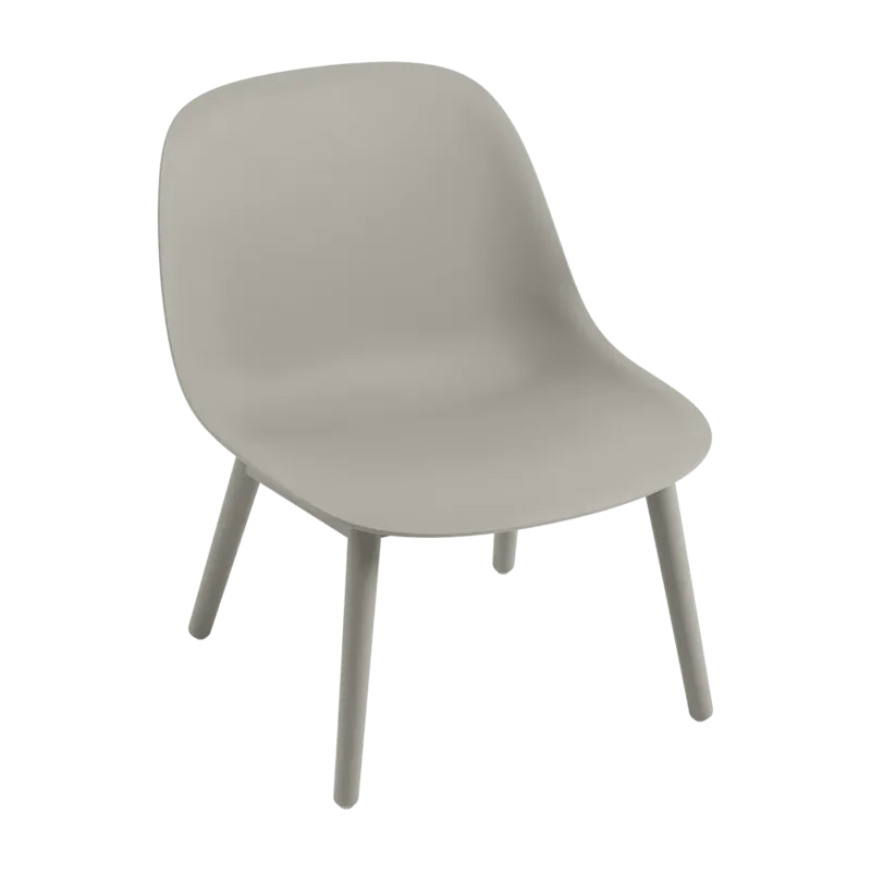 Chaise lounge grise piétement en chêne Fiber - Muuto - The Cool Republic