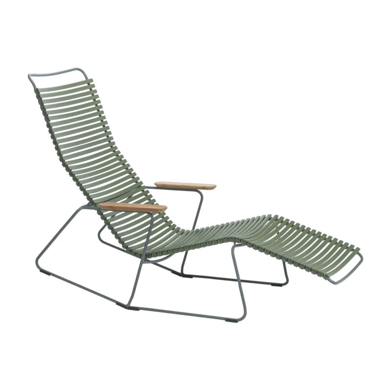 Chaise lounge modulable en métal et plastique vert olive CLICK - Houe - The Cool Republic