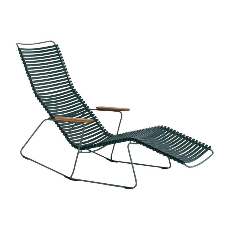 Chaise lounge modulable en métal et plastique vert sapin CLICK - Houe - The Cool Republic