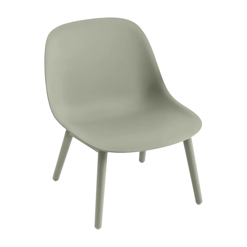 Chaise lounge verte piétement en chêne Fiber - Muuto - The Cool Republic