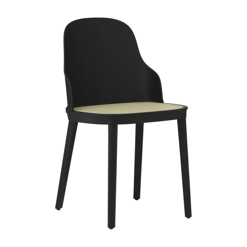 Chaise noire en polypropylène à l'assise cannage moulé Allez noir - Normann Copenhagen - The Cool Republic