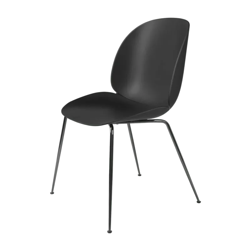 Chaise noire piétement en métal chromé noir Beetle - Gubi - The Cool Republic