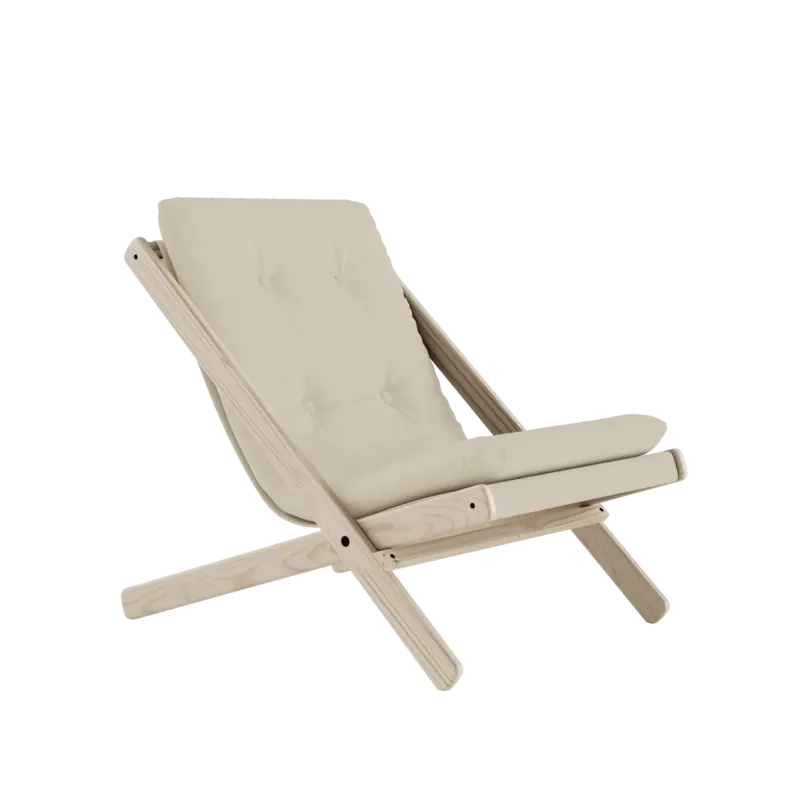 Chaise pliante en hêtre et matelas en coton beige 65x88x75cm Boogie raw - Karup Design - The Cool Republic