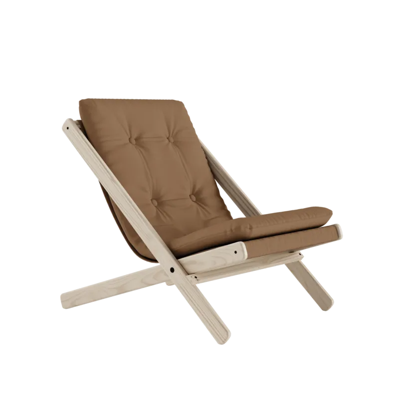 Chaise pliante en hêtre et matelas en coton mocca 65x88x75cm Boogie raw - Karup Design - The Cool Republic
