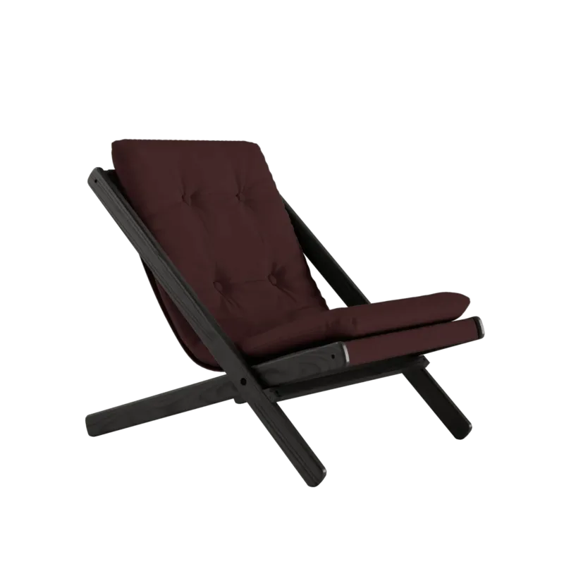 Chaise pliante en hêtre noir et matelas en coton marron 65x88x75cm Boogie raw - Karup Design - The Cool Republic