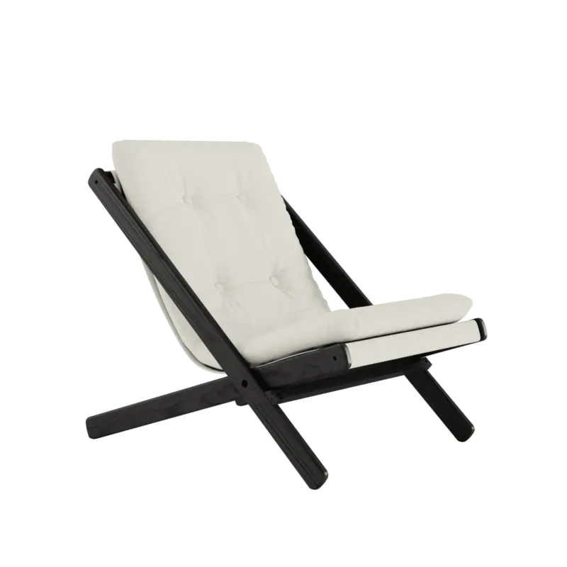 Chaise pliante en hêtre noir et matelas en coton natural 65x88x75cm Boogie raw - Karup Design - The Cool Republic
